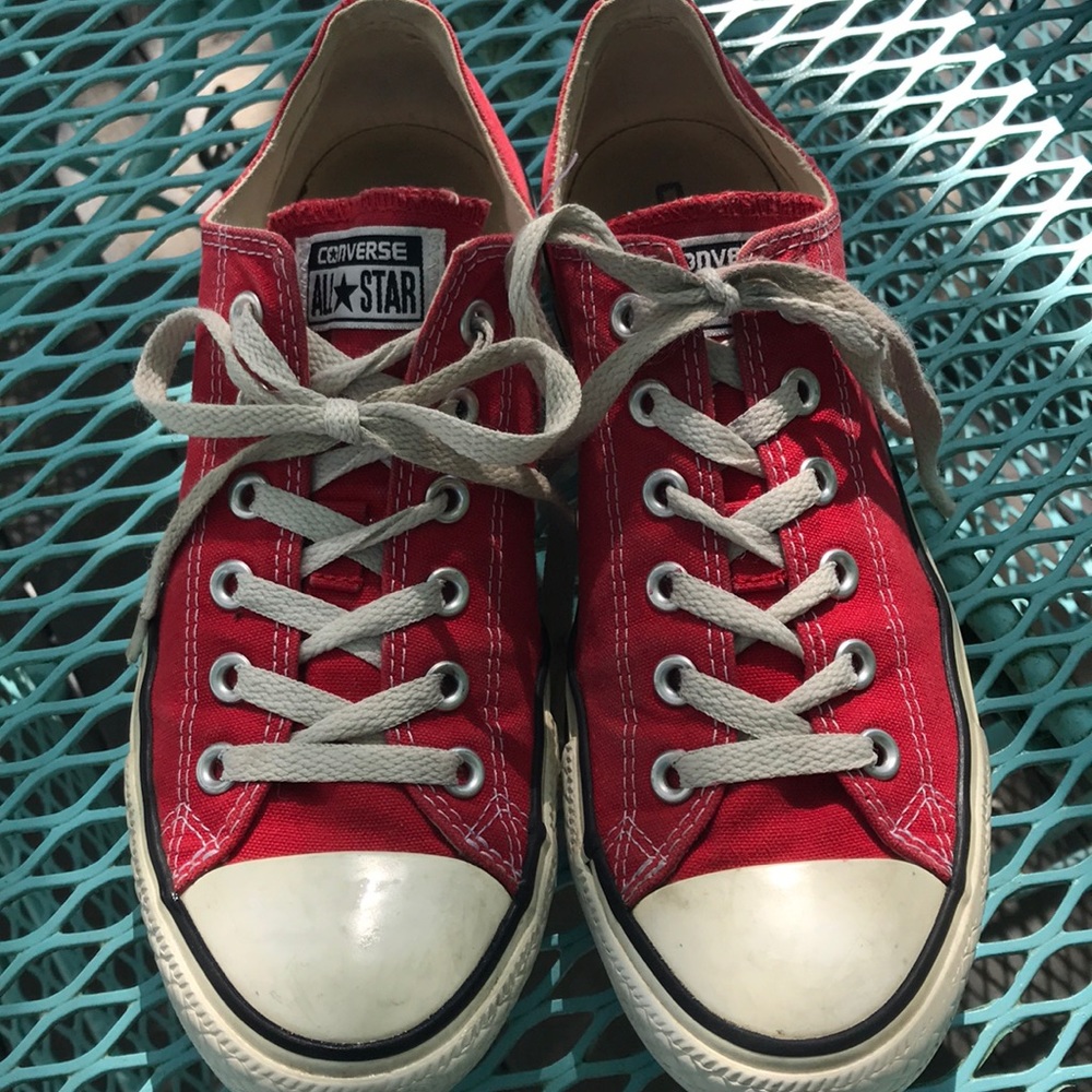 Red converse shoes